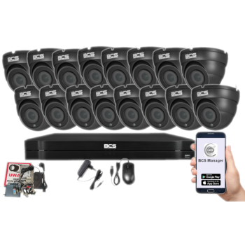 ZESTAW MONITORINGU BCS-L-XVR1602-4KE(5) + 16x BCS-EA28FSR3-G(H2)(2) 8Mpx 2.8mm IR30 2TB